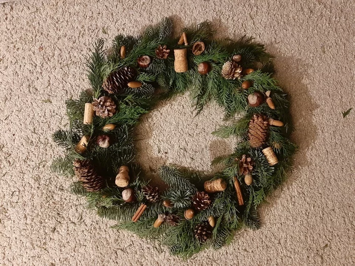 Wreath handjob - My, Wreath, Decor, Decorative wreath, With your own hands, Longpost, Needlework without process