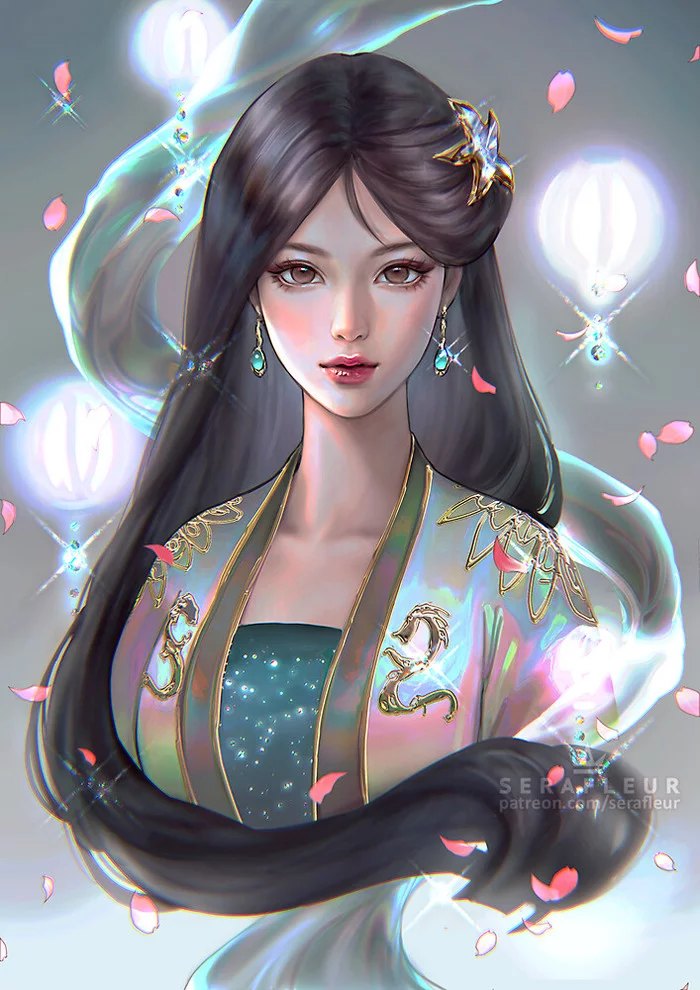 Mulan - Art, Fan art, Drawing, Portrait, Mulan, Walt disney company, Disney princesses, Light, Shine, Serafleur