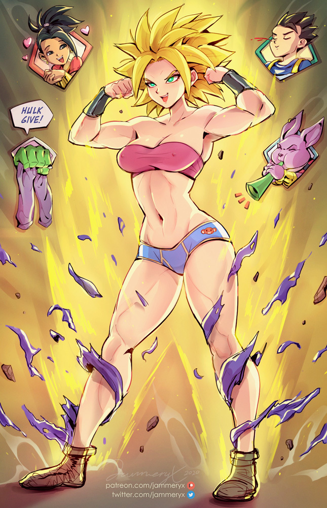 Caulifla - NSFW, Strong girl, Art, Muscleart, Caulifla, Dragon ball, Anime, Anime art, Super saiyan, , Jammeryx