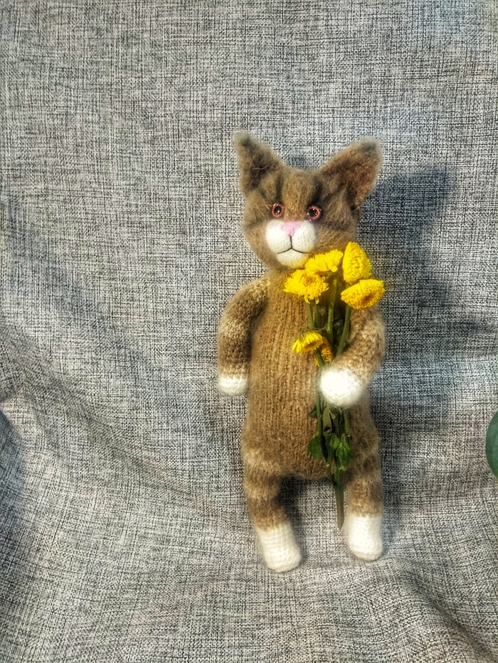 Котик с цветами | Пикабу