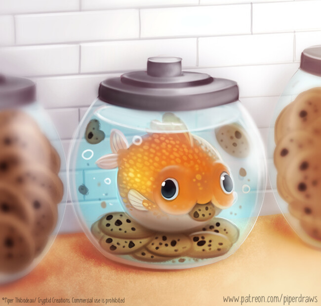 gold fish - Art, Drawing, Jar, Cookies, Gold fish, 