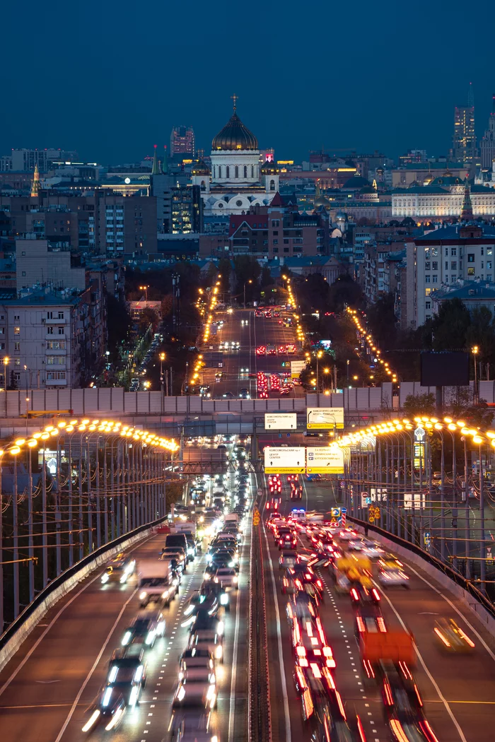 Evening Luzhnetsky Bridge and Komsomolsky Prospekt - My, The photo, Photographer, Moscow, I want criticism