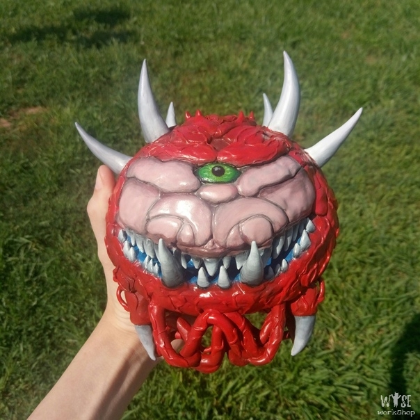 Cacodemon Doom handmade from polymer clay - My, Doom, Лепка, Polymer clay, Handmade, Doomguy, Doom eternal, Needlework with process, Longpost, Kacodemon (Doom)