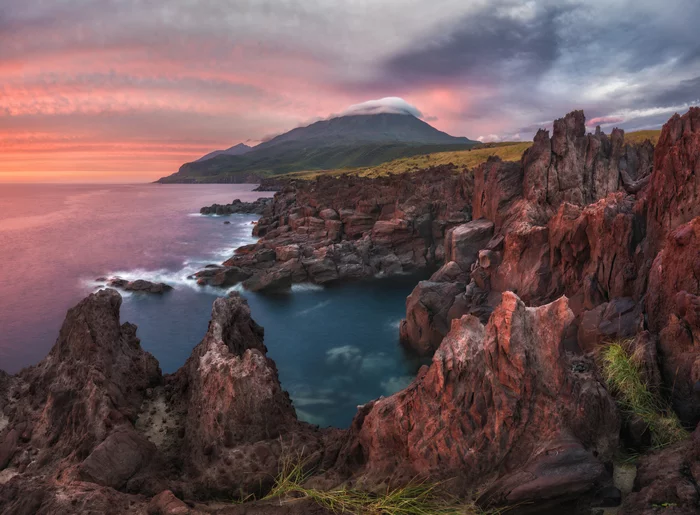 Top sunsets: Sakhalin and the Kuril Islands - Russia, Sunset, The photo, Sakhalin, Kurile Islands, Longpost, Volcano Atsonupuri, Krenitsyn volcano, Baranskoye Volcano