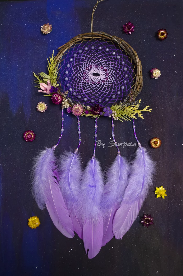 Dreamcatcher - panel - with dried flowers - My, Bysimpeta, Dreamcatcher, Needlework without process, Creation, Dried flowers, Handmade, Nature, Weaving, Hobby, With your own hands, beauty, Needlework, Panel, Lavender, Longpost