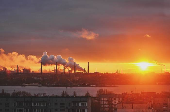 Such different sunrises - My, dawn, Photographer, Sunrise, Factory, Emissions into the atmosphere, The photo