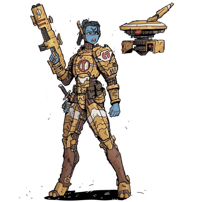 For the Greater Good - Warhammer 40k, Wh Art, Fire Warrior, Tau, Tau Girl