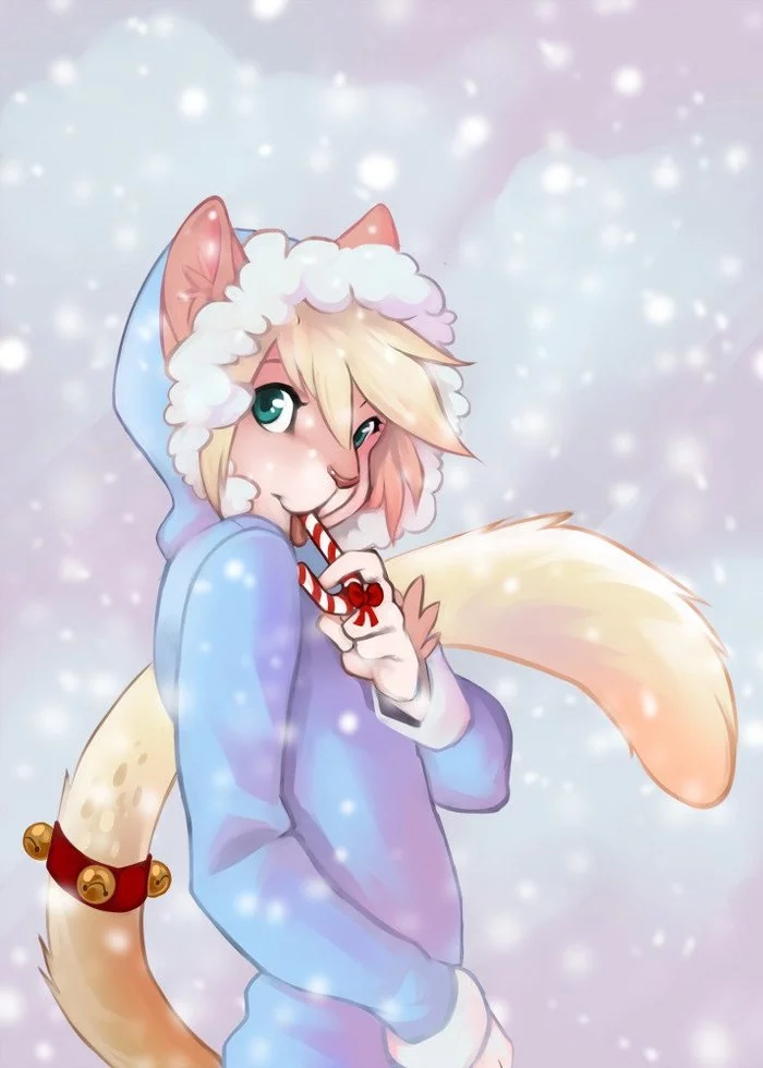 С наступлением холодов! Встречайте зиму, она скоро придёт - Furry Art, Фурри, Снегопад, Карамель, Demicoeur