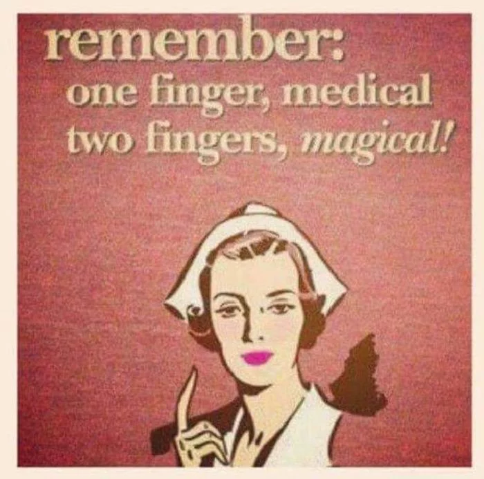 Remember: one finger - treatment, two fingers - satisfaction (almost (S.)) - Memes, Humor, Picture with text, Subtle humor, English language