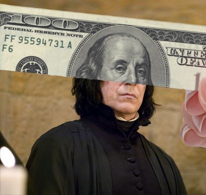 Severus Founding Father Snape - Harry Potter, Severus Snape, Potter addicts, Hogwarts, Dollars, Benjamin Franklin, Photoshop