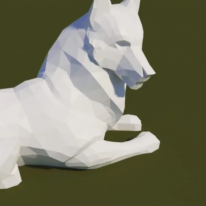 Polygonal wolf - My, Wolf, With your own hands, Welding, Handmade, Papercraft, Longpost, Needlework without process, Pepakura