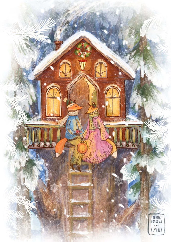 Winter illustration - My, Illustrations, Winter, Painting, Video