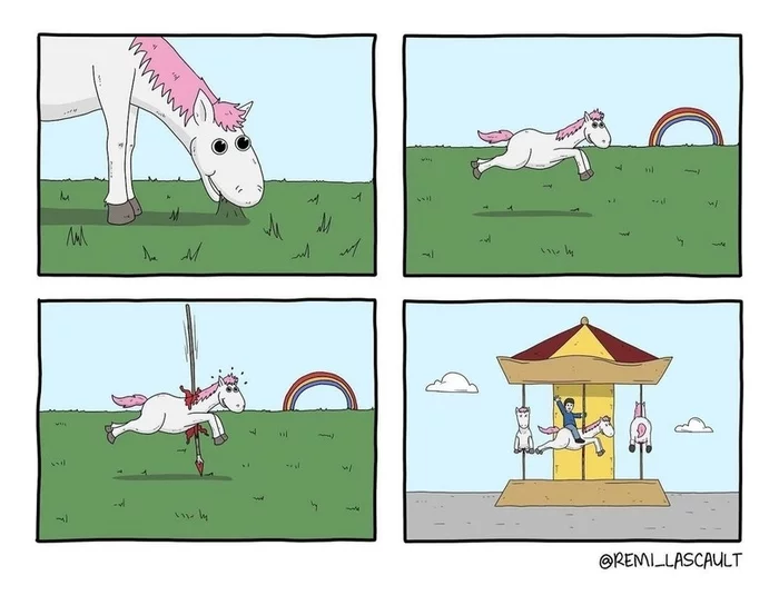 Carousel... - Comics, Strange humor, Horses, Remi lascault