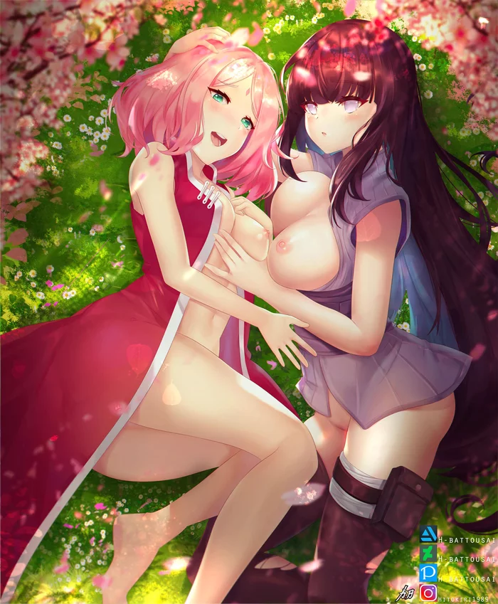 Куноичи - NSFW, Наруто, Sakura Haruno, Hinata Hyuga, Anime Art, Аниме, Арт, Эротика