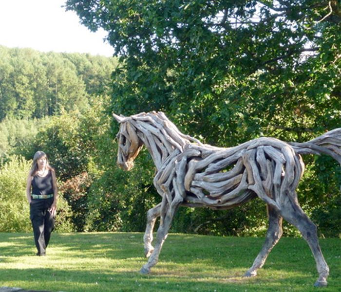 Sculptures of horses from branches - Sculpture, Horses, Creative, Longpost