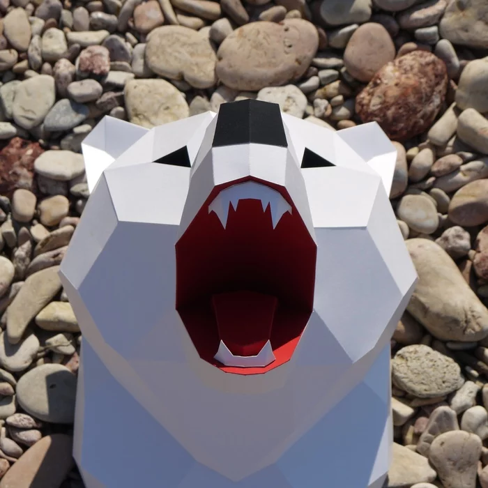 Paper modeling: even more low-poly models - My, Papercraft, Paper modeling, Needlework without process, Raccoon, Polar bear, Moai, Fox, Longpost