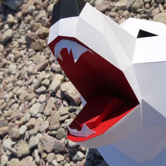 Paper modeling: even more low-poly models - My, Papercraft, Paper modeling, Needlework without process, Raccoon, Polar bear, Moai, Fox, Longpost