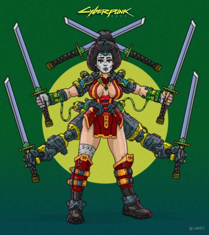 Фан-арт Cyberpunk 2077. Кибергейша
