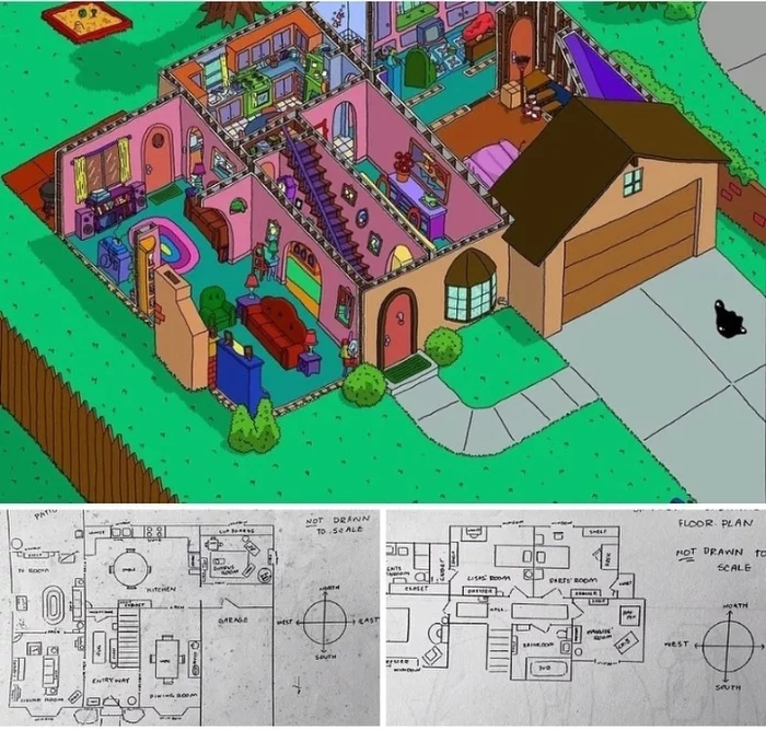 План схема Дом Симпсонов - Симпсоны, Дом