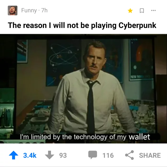 The reason I won't play Cyberpunk - Cyberpunk 2077, Computer games, Howard Stark, Rogue, 9GAG