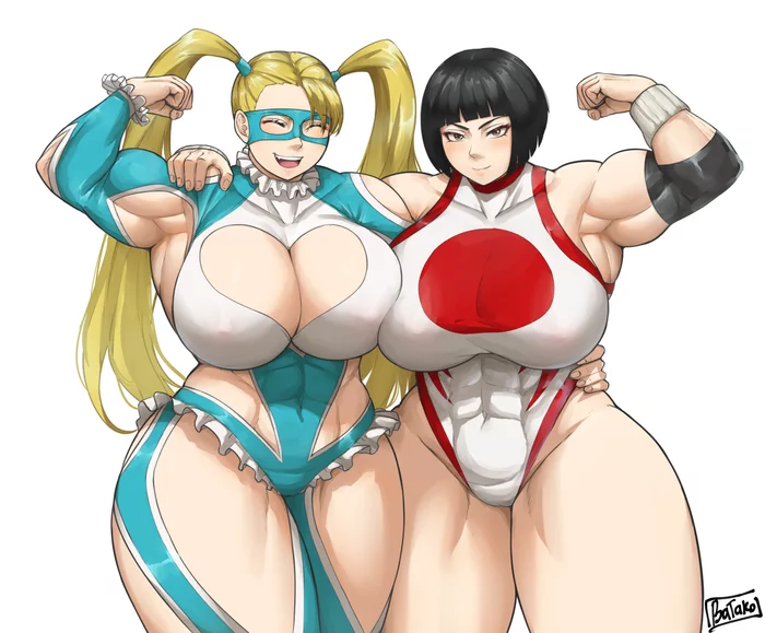 R. Mika & Yamato Nadeshiko - NSFW, Batako, Muscleart, Strong girl, Yamato Nadeshiko, Rainbow Mika, Street fighter, Sleep-Sleep, Art, Anime, Anime art