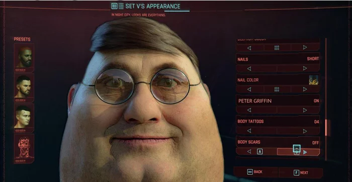 Peter Griffin in Cyberpunk 2077 - Games, Cyberpunk 2077, Humor, Memes, Character Creation, Family guy, Peter Griffin