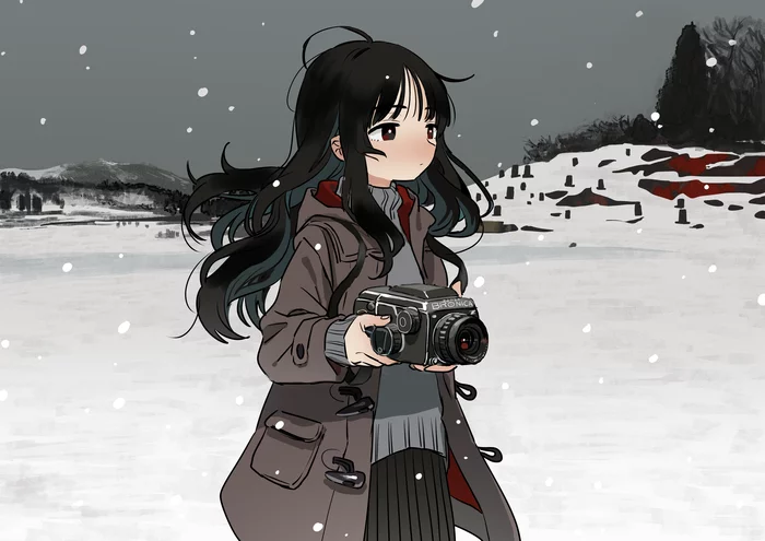 mine viewfinder - Anime, Anime art, Anime original, Girls, Camera