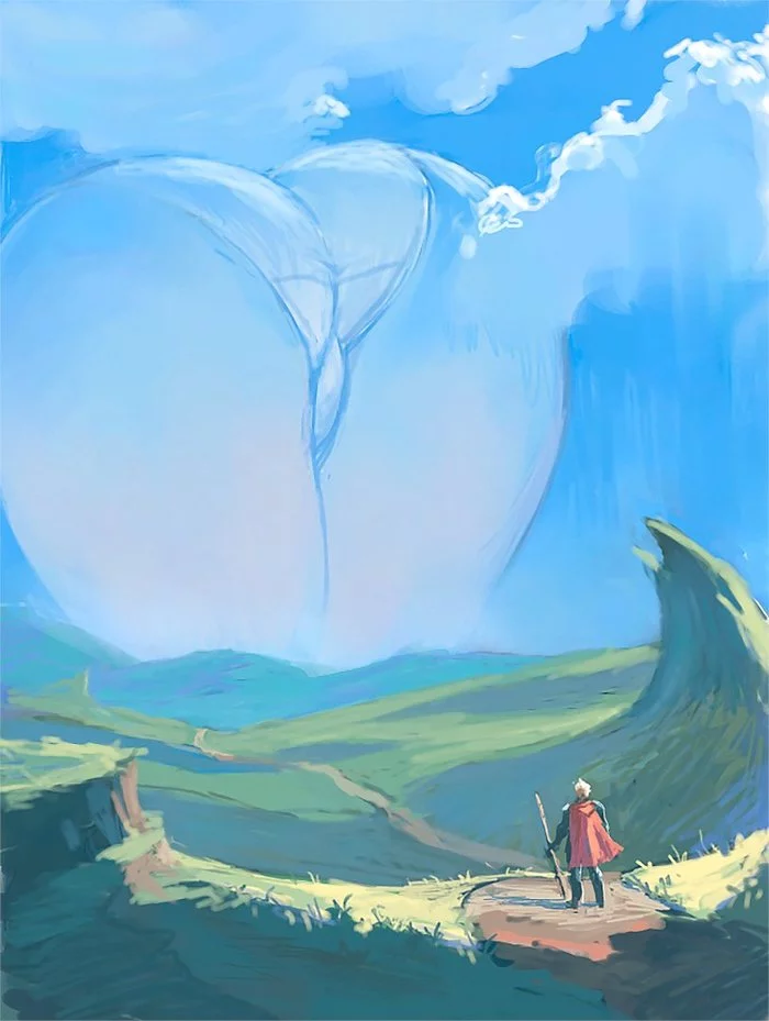 Come on, sing us a song, merry wind, Merry wind, Merry wind! - NSFW, Images, Clouds, Wind, Art, Booty, 18+