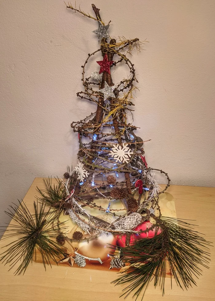 New Year's mood from the city and sticks :) - My, New Year, Christmas, With your own hands, Holidays, Mood, Longpost, Needlework with process