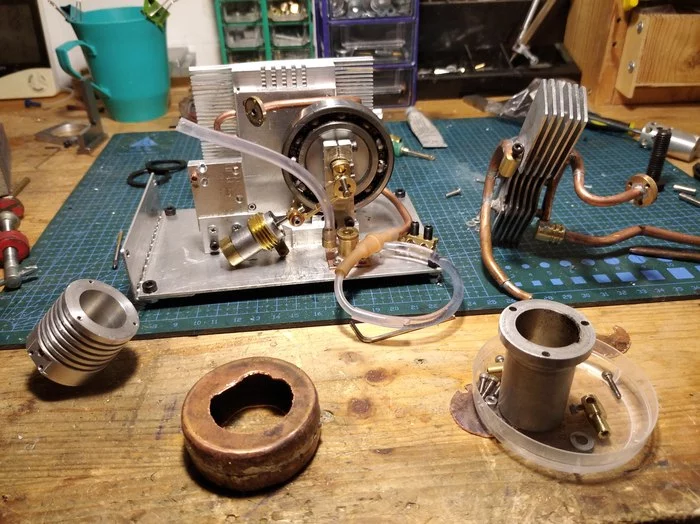 Building a Stirling engine - My, Stirling engine, With your own hands, GIF, Longpost, Needlework with process