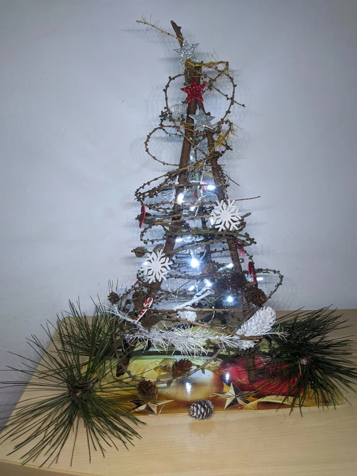 New Year's mood from the city and sticks :) - My, New Year, Christmas, With your own hands, Holidays, Mood, Longpost, Needlework with process