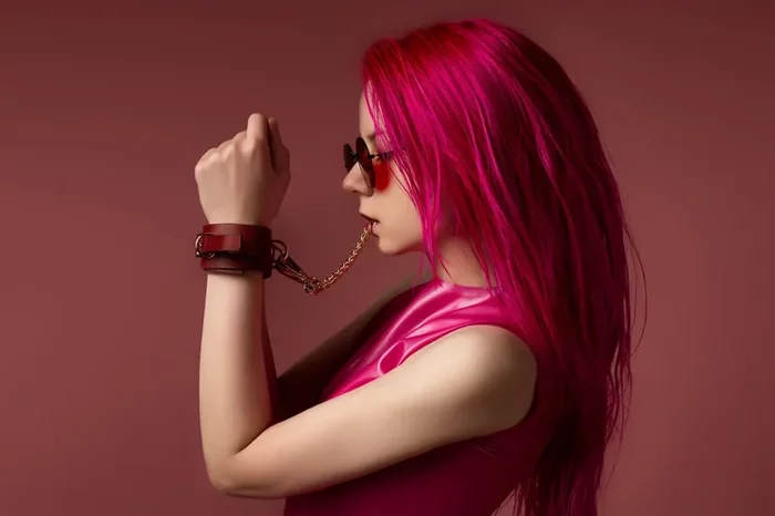 Candy - My, Latex, Handcuffs, Fetishism, Pink, Models, The photo