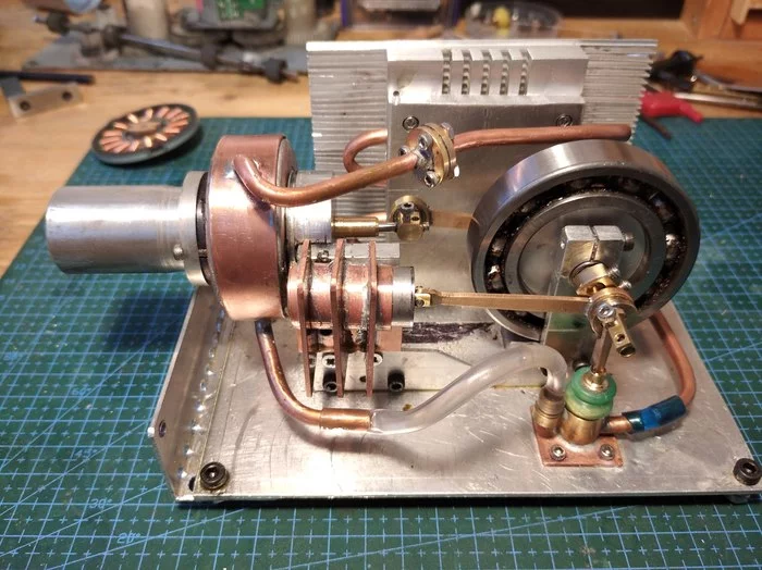 Building a Stirling engine - My, Stirling engine, With your own hands, GIF, Longpost, Needlework with process