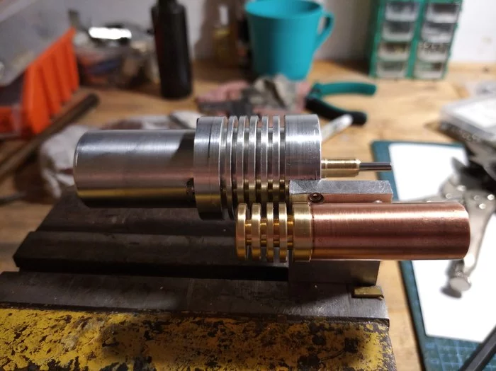 Building a Stirling engine - My, Stirling engine, With your own hands, GIF, Longpost, Needlework with process