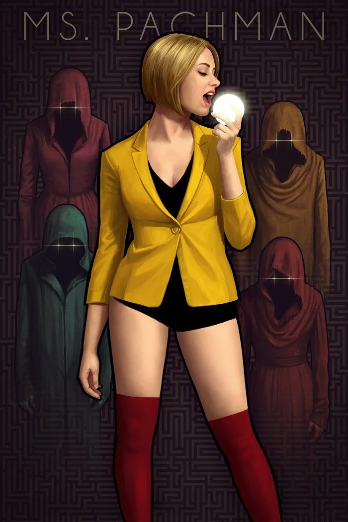 Miss Pacman - Pac-man, Rule 63, Humanization, Art, Girls, Hoodie, Retro Games