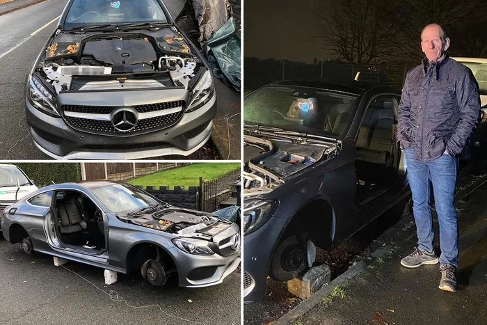 Thieves dismantled the Mercedes overnight - Thief, Mercedes, Longpost, Theft, Negative