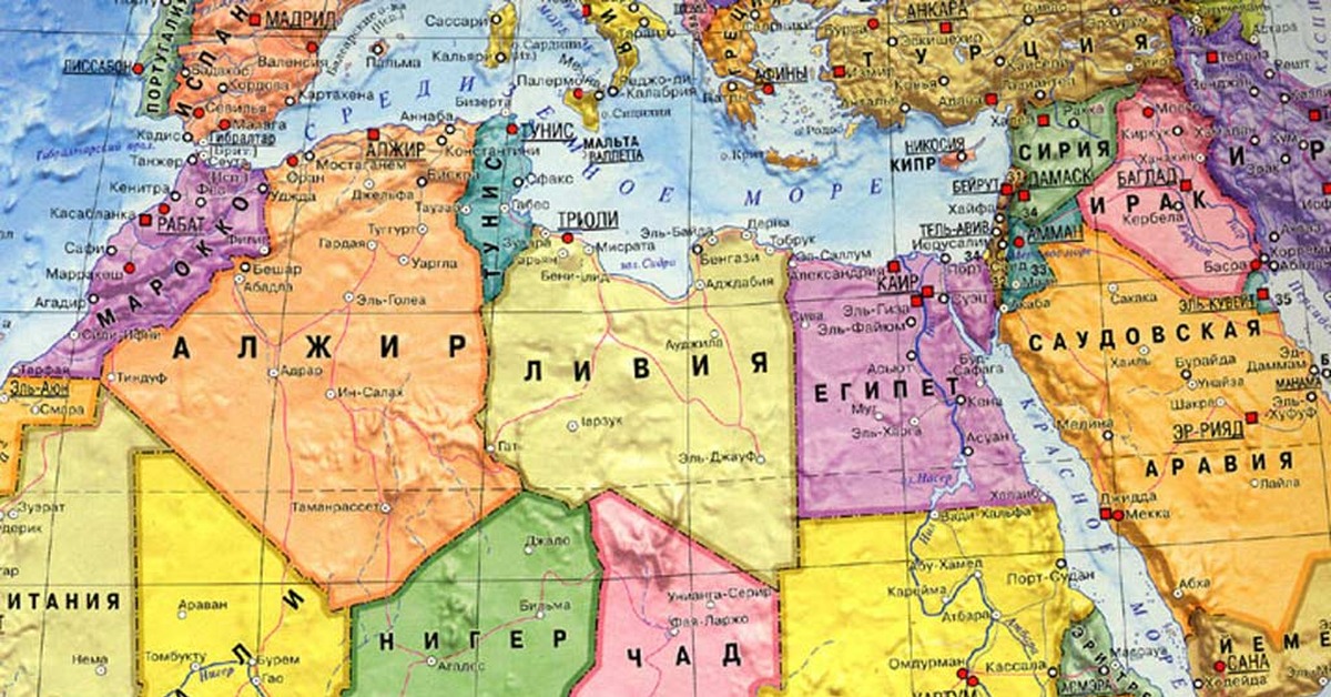Марокко форма правления. Карта Северной Африки со странами крупно на русском. Тунис и Египет на карте.