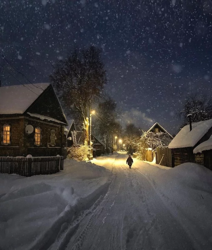 Андреаполь - Фотография, Россия, Зима, Снег, Улица, Ночь, Длиннопост, Ночная съемка