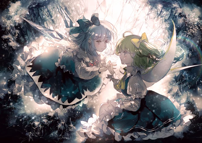 Феи - Touhou, Anime Art, Аниме, Cirno, Daiyousei, Majamari