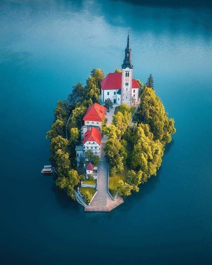 Church on Blasko Lake Island - Lake, Slovenia, Island, Church, Bled, The photo, Travels, Tourism, , 