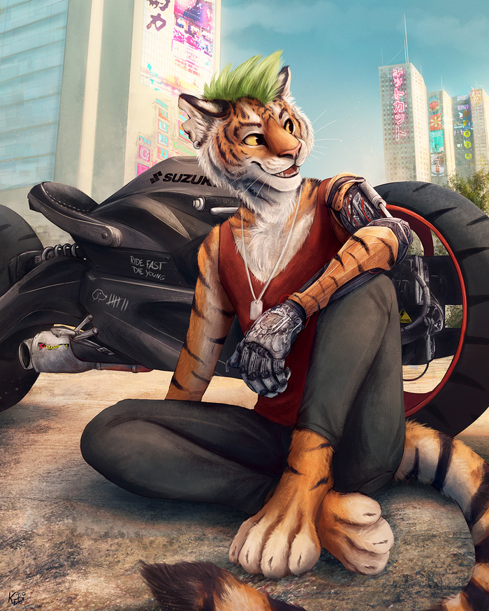 Cyber Tiger , Furry Tiger, , Cyberpunk 2077, Kebi, 