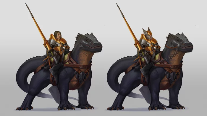Riders on lizards, concept - My, Art, Drawing, Digital drawing, Artist, Concept Art, Warrior, Rider, Cavalry, , The Dragon, Dragon and Knight