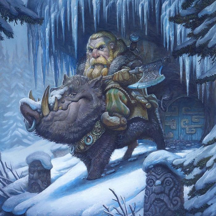 Rider - Art, Drawing, Rider, Boar, Dwarves, Justin Gerard