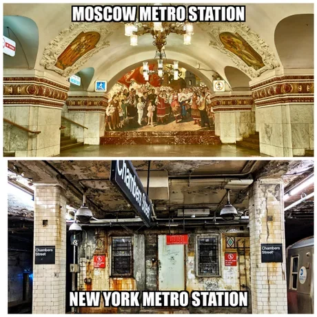 Metro in Moscow and New York - Metro, Moscow, New York