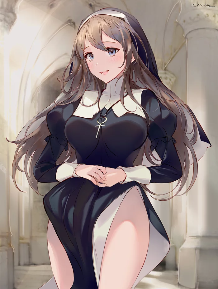 Nun - Anime, Anime art, Original character, Nun, Chowbie