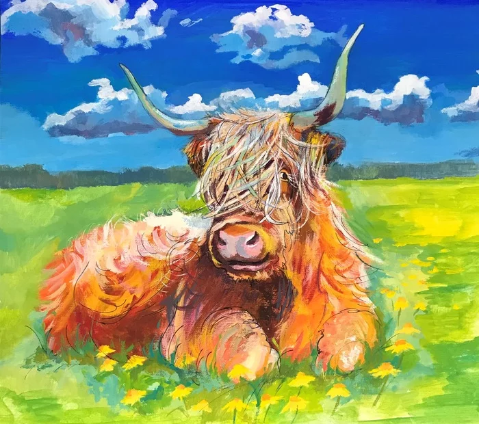 2021 year of the ox - My, Bull, Luboff00, Year of the bull, Tempera, Mixed media