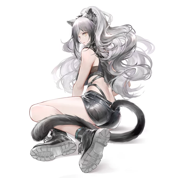 Ears and tails - Anime art, Arknights, Schwarz, Anime, Art, Suzuran, Animal ears