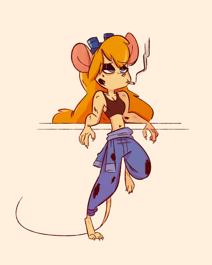 Some new trend, drawing Gadget in the workplace with her overalls unbuttoned - Chip and Dale, Gadget hackwrench, Longpost, Art, A selection, Ramiras, Fox-Pop, Feliscede, Ambris, Lupiarts, Birchly