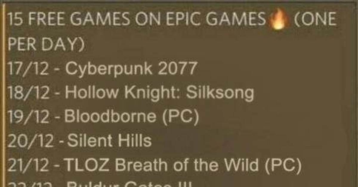 Список игры epic