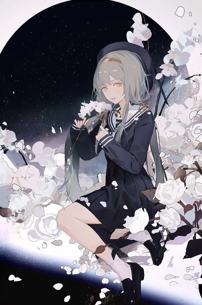 Moon flowers - Art, Anime art, Flowers